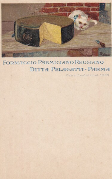 Cartolina Formaggio Parmigiano Reggiano - Ditta Pelagatti-Parma.