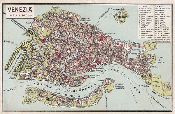Cartolina VENEZIA (cartina scala 1:36.000)