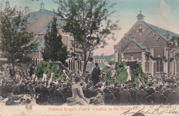 artolina/postcard President Kruger's Funeral - loading up the Wreaths. 1909