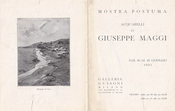 Invito mostra postuma "Acquarelli di Giuseppe Maggi" 1951. Galleria Gussoni …