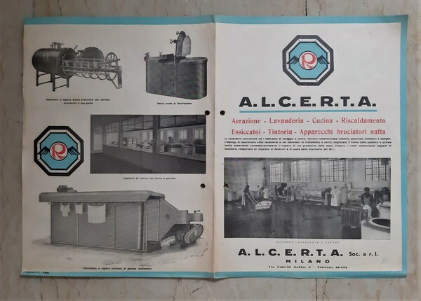 Brochure A.L.C.E.R.T.A. aerazione, lavanderia, cucina, riscaldamento, essiccatoi, tintoria, apparecchi bruciatori …