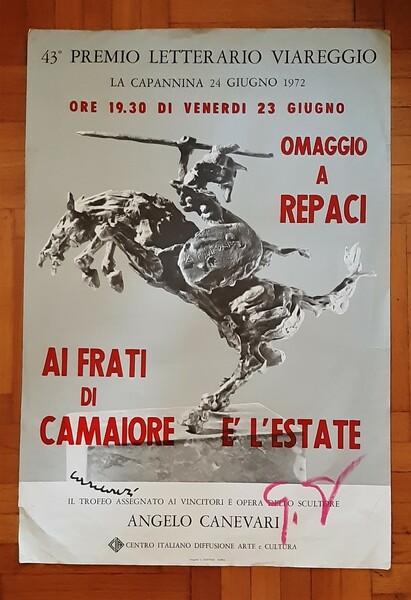 Manifesto 43° premio letterario Viareggio 1972 - Trofeo di Angelo …