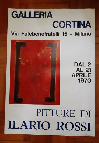 Manifesto firmato a penna "Pitture di Ilario Rossi". Galleria Cortina …