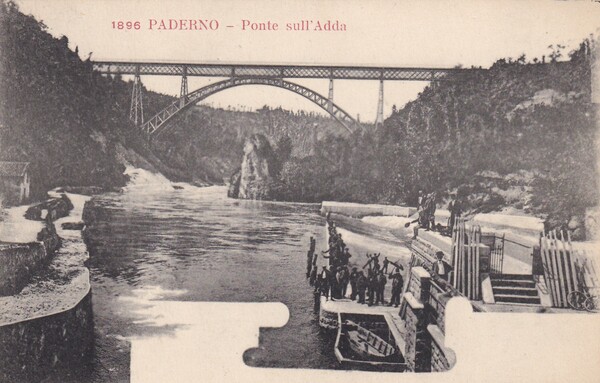 Cartolina Paderno - Ponte sull'Adda