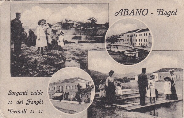 Cartolina Abano (Padova) - Bagni. 1917