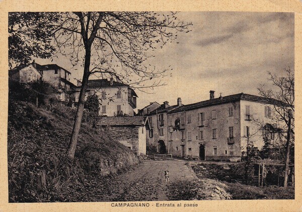 Cartolina Campagnano (Varese) - Entrata al paese. 1954