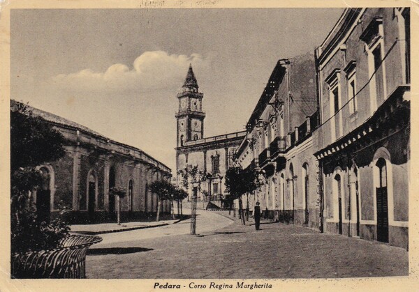 Cartolina PEDARA (Catania) - Corso Regina Margherita. 1950