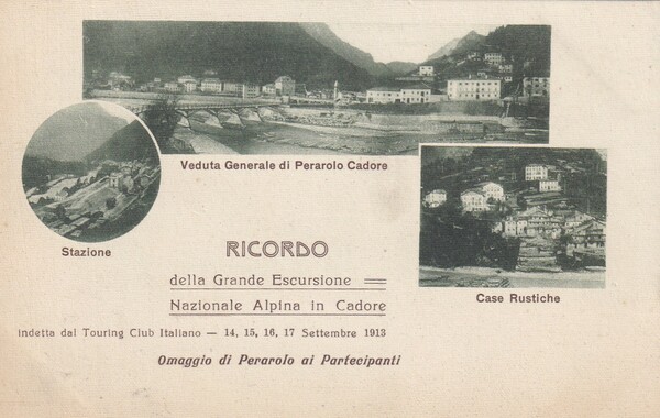 Cartolina Ricordo della Grande Escursione Nazionale Alpina in Cadore (Belluno).