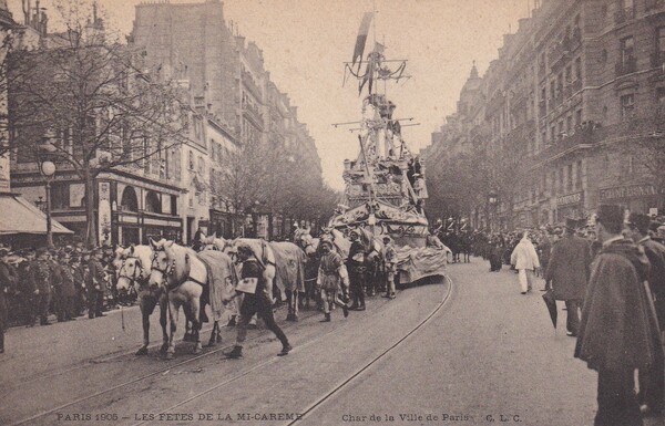 Cartolina Paris 1905 - Les fetes de la Mi-Careme. Char …