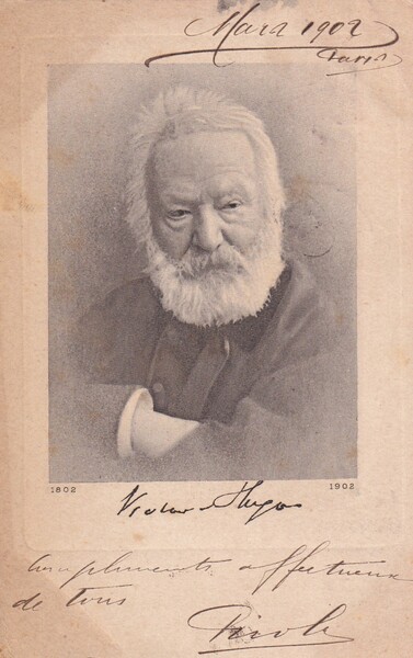 Cartolina VICTOR HUGO (con firma stampata). 1902