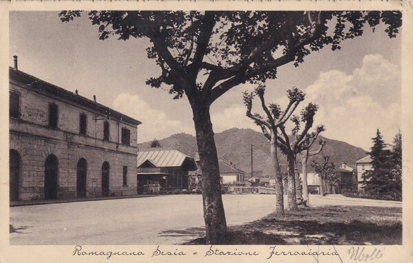 Cartolina Romagnano Sesia (Novara) - Stazione Ferroviaria.