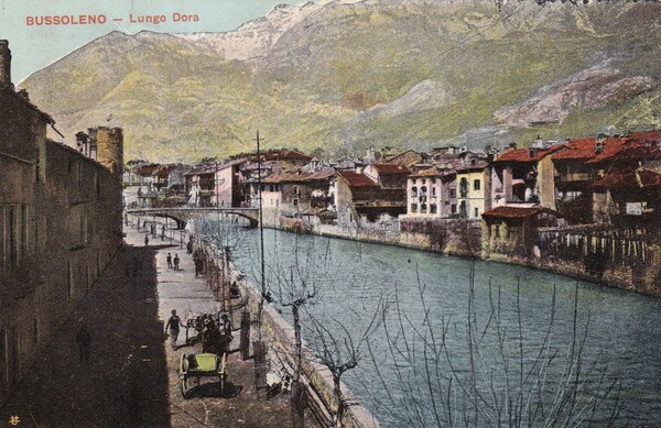 Cartolina Bussoleno (Torino) - Lungo Dora. 1912