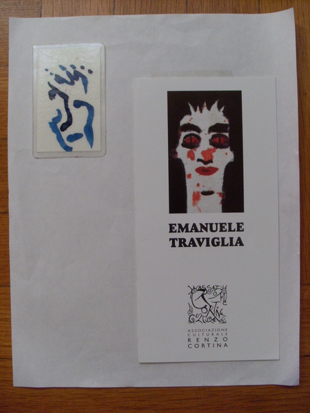 Presentazione mostra con Brochure + piccolo disegno. EMANUELE TRAVIGLIA 2000 …