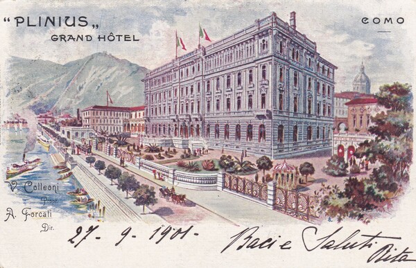 Cartolina COMO - "Plinius" Grand Hotel. 1901