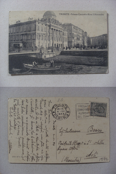 Cartolina / postcard TRIESTE - Palazzo Carciotti e Riva 3 …