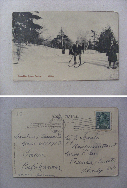 Cartolina / postcard Canadian Sport Series - Skiing 1913