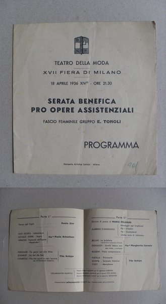 Programma Serata Benefica Pro Opere Assistenziali Fascio Femminile Gruppo E.Tonoli. …