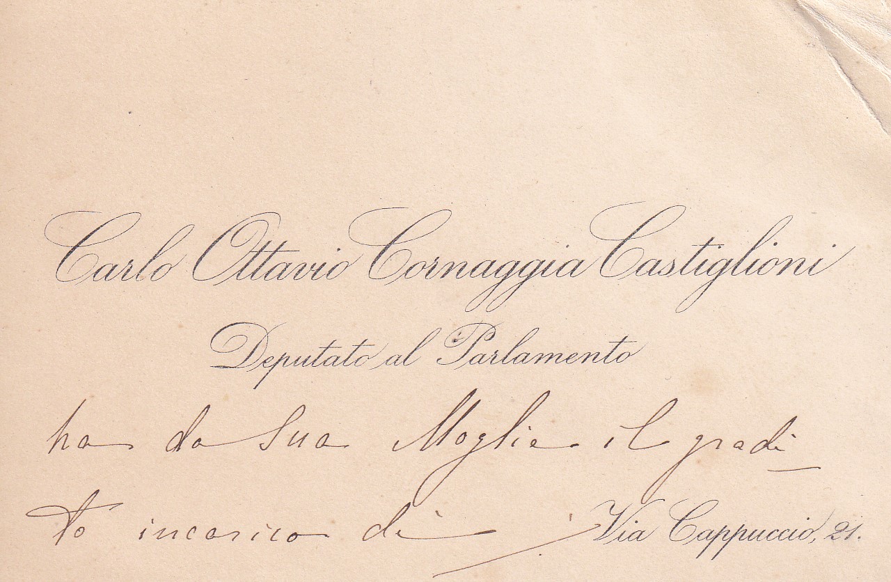 *Carlo Ottavio Cornaggia Castiglioni Deputato al Parlamento. Biglietto da visita …
