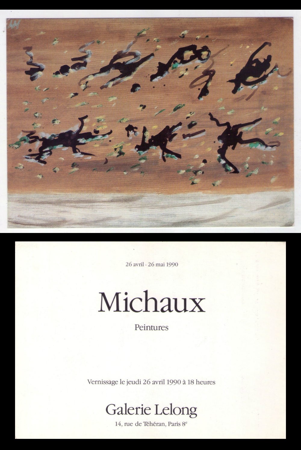 *Invito Henri Michaux "Peintures" 1990. Galerie Lelong - Paris