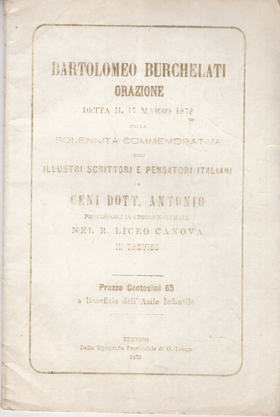 BARTOLOMEO BURCHELATI ORAZIONE DETTA IL 17 MARZO 1872 NELLA SOLENNIT …