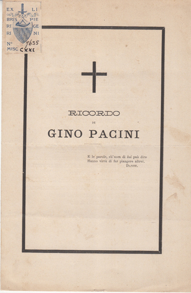 RICORDO DI GINO PACINI