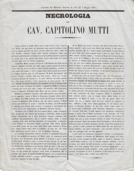 NECROLOGIA DEL CAV. CAPITOLINO MUTTI