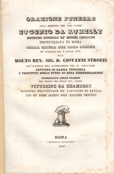 ORAZIONE FUNEBRE ALLA MEMORIA DEL RMO PADRE EUGENIO DA RUMELLY …