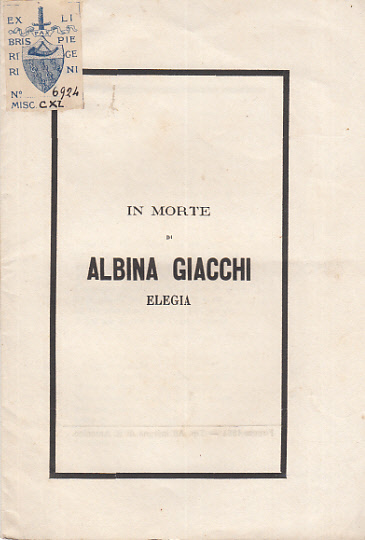 IN MORTE DI ALBINA GIACCHI ELEGIA