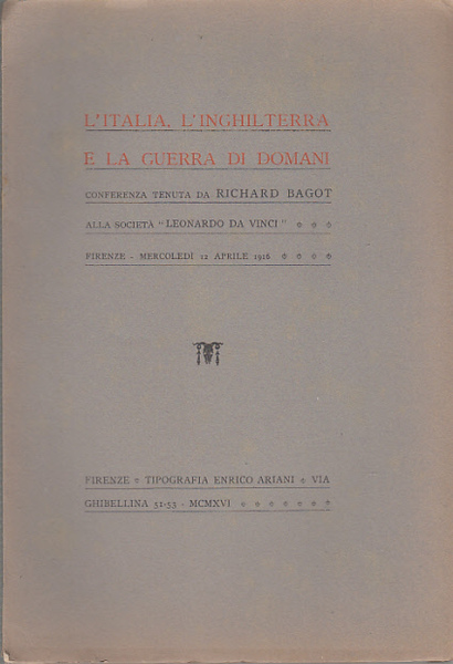 L'ITALIA L'INGHILTERRA E LA GUERRA DI DOMANI CONFERENZA TENUTA DA …