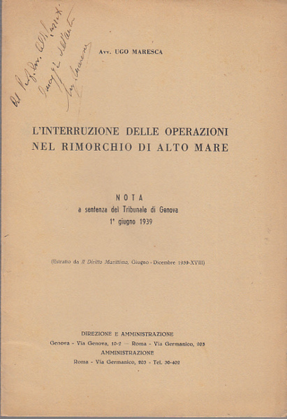 L'INTERRUZIONE DELLE OPERAZINI NEL RIMORCHIO DI ALTO MARE NOTA A …