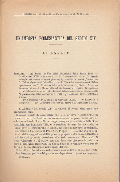 UN'IMPOSTA ECCLESIASTICA DEL SECOLO XIV, LE ANNATE