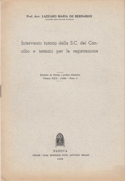 INTERVENTO TUTORIO DELLA S.C. DEL CONCILIO E TERMINI PER LA …