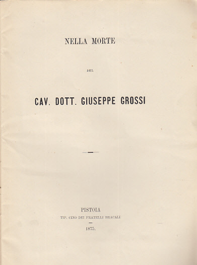Nella Morte Del Cav. Dott. Giuseppe Grossi