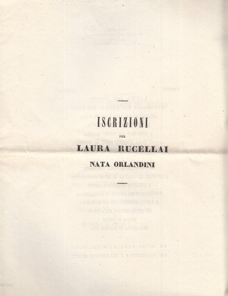 Iscrizioni Per Laura Rucellai Nata Orlandini