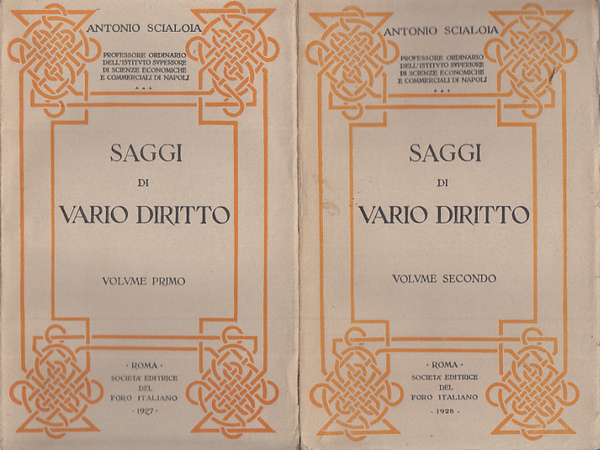 SAGGI DI VARIO DIRITTO VOLUME PRIMO VOLUME SECONDO