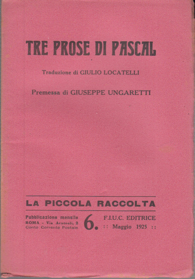 TRE PROSE DI PASCAL TRADUZIONE DI GIULIO LOCATELLI PREMESSA DI …