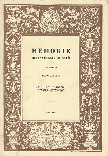 Memorie dell'ateneo di Sal. Volume IX seconda serie Atti dell'accademia …