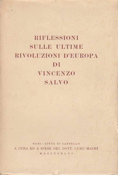 Riflessioni sulle ultime rivoluzioni d'europa di Vincenzo Salvo