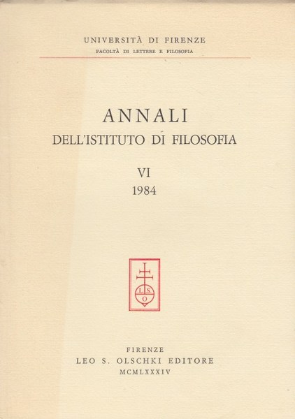 Annali dell'Istituto di filosofia dell'Universit di Firenze: 6 1984