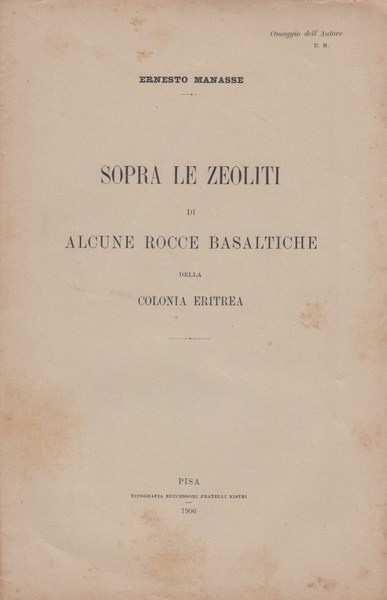 Sopra le zeoliti di alcune rocce basaltiche della colonia eritrea