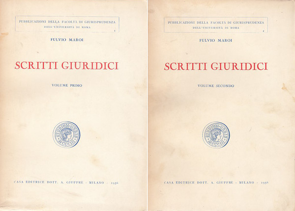 Scritti Giuridici Volume Primo Volume Secondo