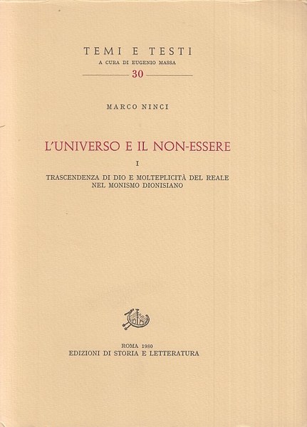 L'universo e il non essere. Trascendenza di Dio e molteplicità …
