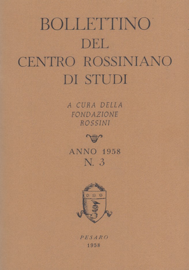 Bollettino del centro rossiniano di studi. Anno 1958, 3