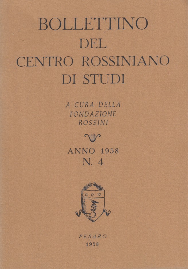 Bollettino del centro rossiniano di studi. Anno 1958, 4