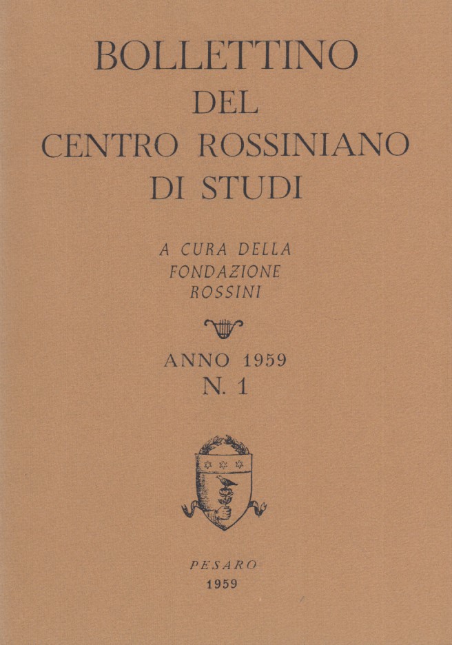 Bollettino del centro rossiniano di studi. Anno 1959, 1