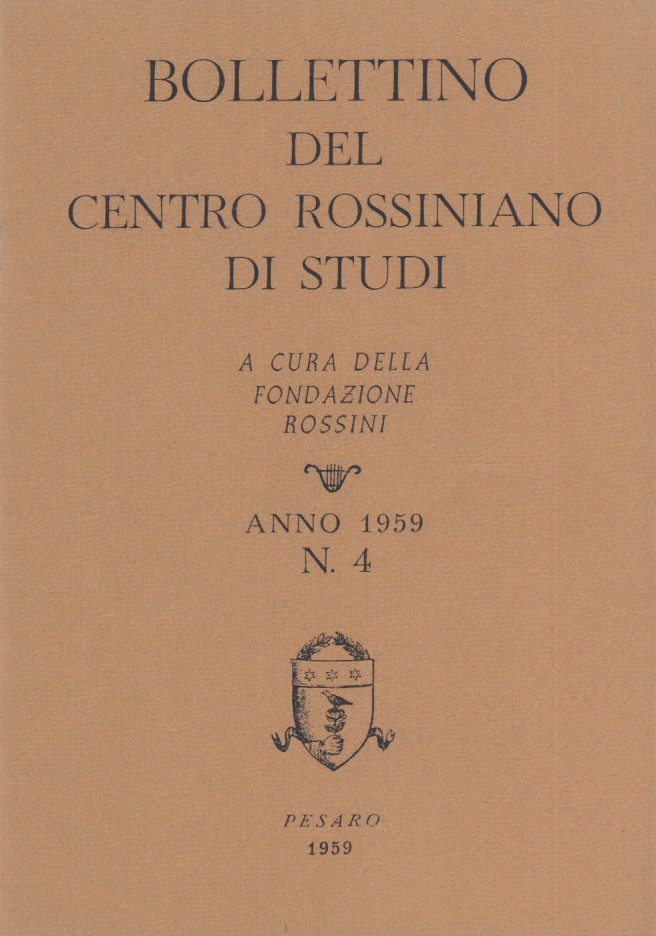 Bollettino del centro rossiniano di studi. Anno 1959, 4