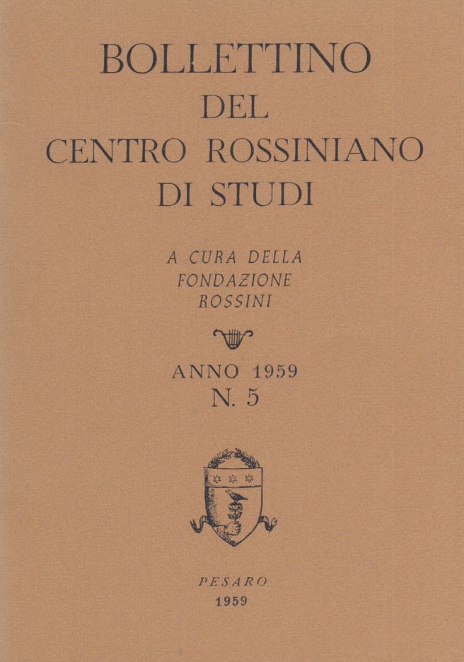 Bollettino del centro rossiniano di studi. Anno 1959, 5