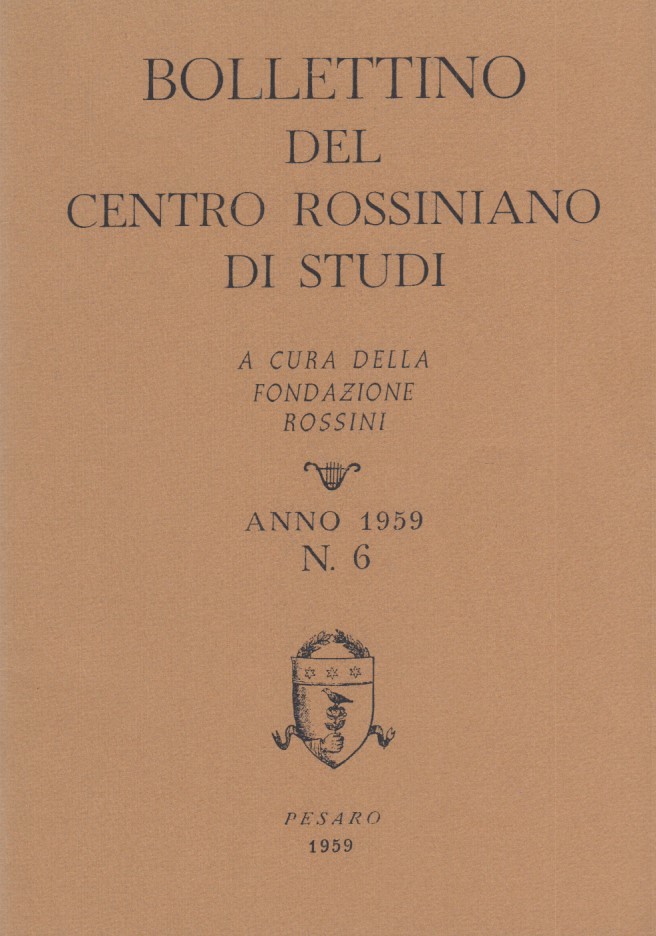 Bollettino del centro rossiniano di studi. Anno 1959, 6