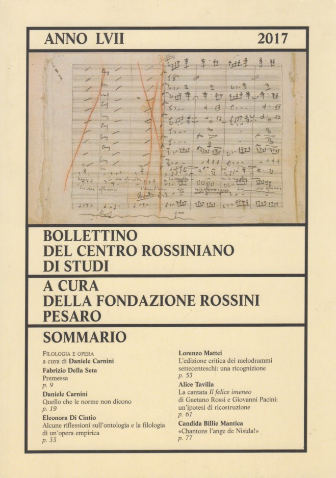 Bollettino del centro rossiniano di studi Anno LVII 2017