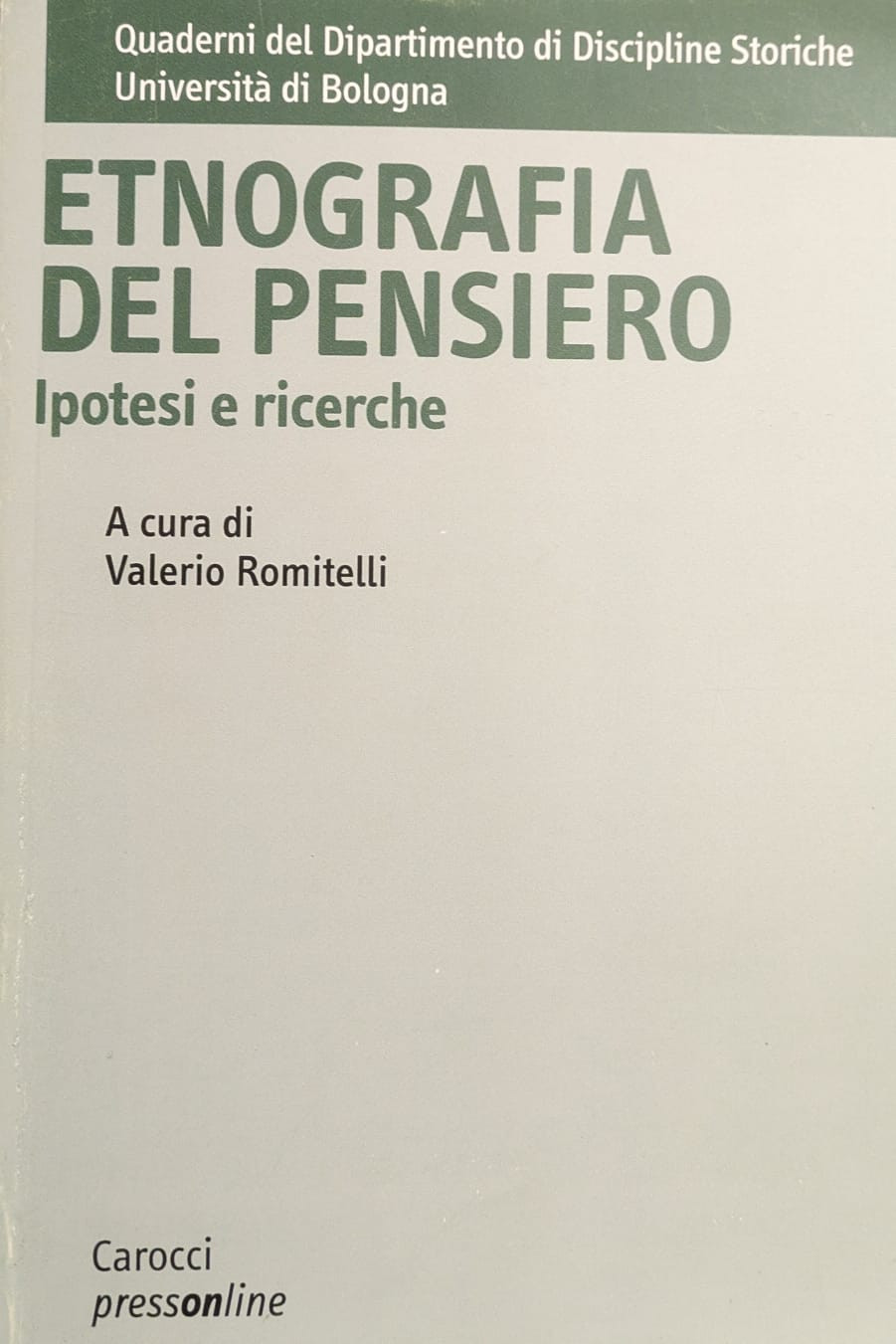 Etnografia del pensiero. Ipotesi e ricerche